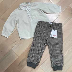Bonpoint Il Gufo boys white cotton shirt & pants